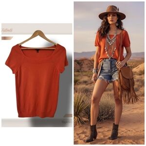 🌿Talbots Women's Small Short Sleeve Knit Top in Pumpkin-Beautiful!